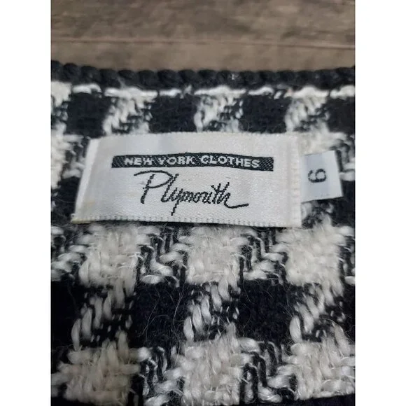 Blazer Houndstooth Retro Plymouth Size 6 Ornate Gold Buttons Professional Wear - Picture 12 of 14